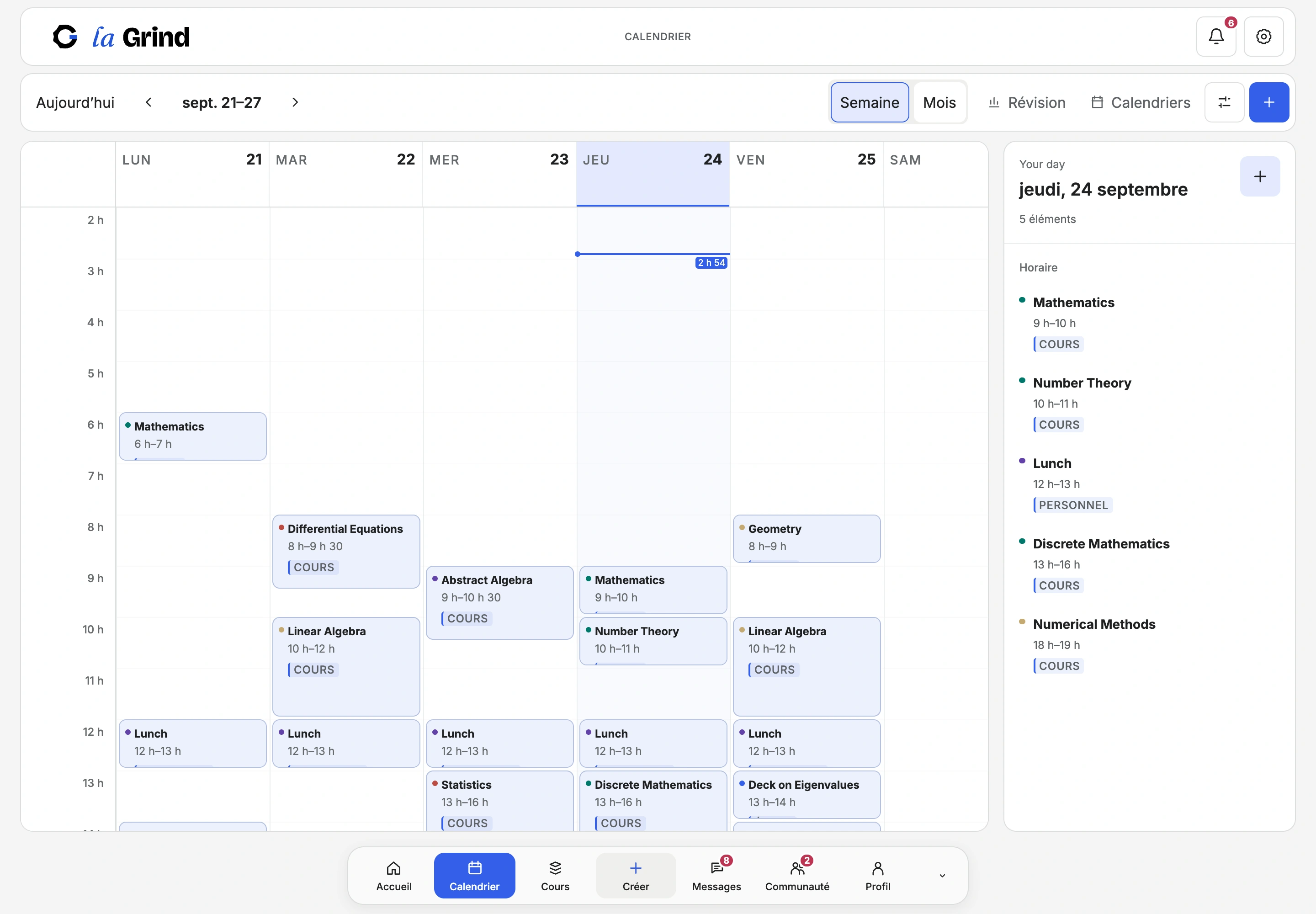 Le calendrier actuel de La Grind