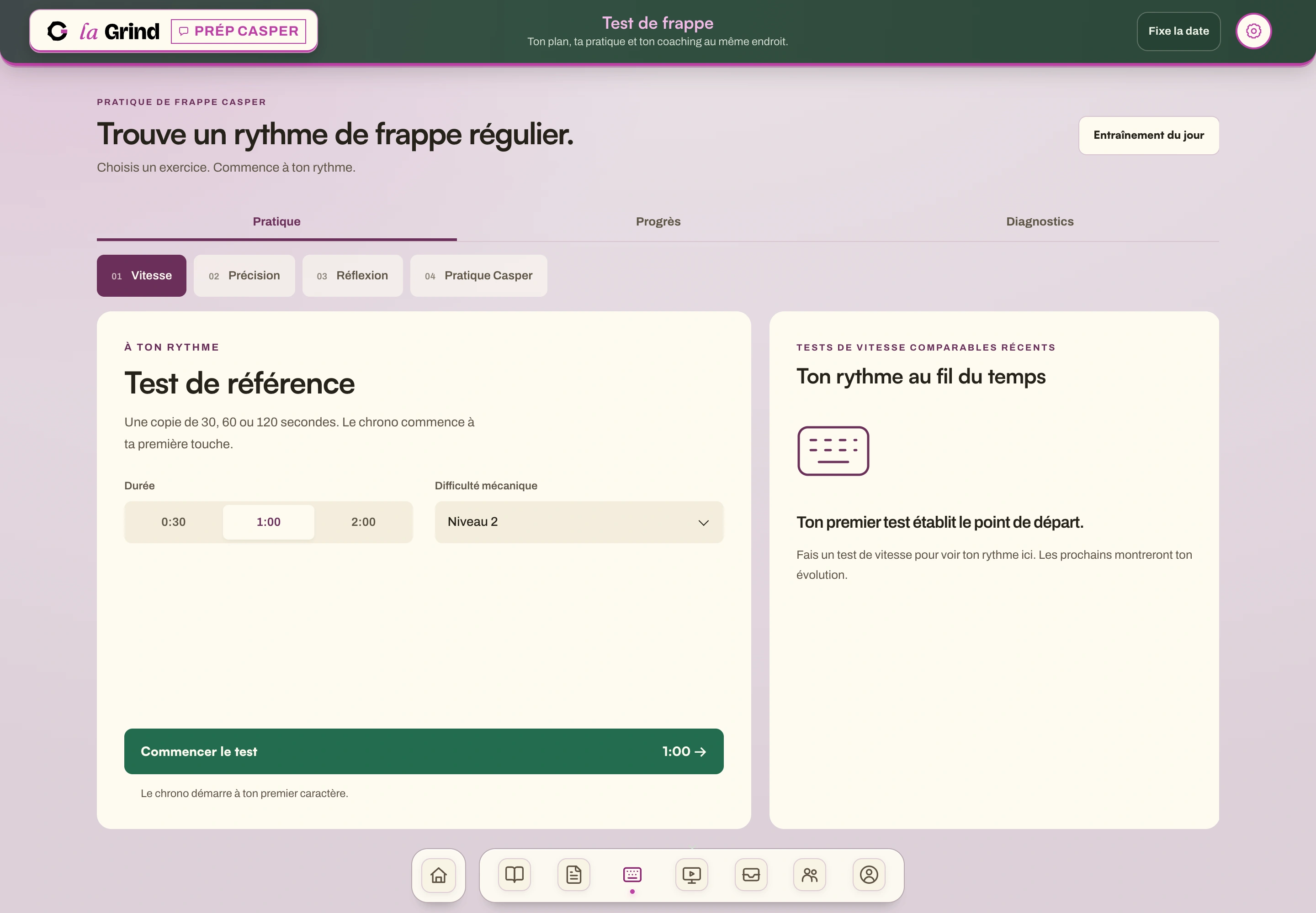 Le test de frappe Casper actuel